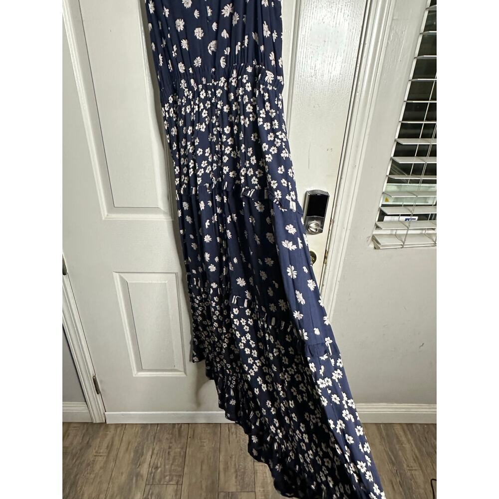 Splendid A-line Maxi Dress Northstar Jacquard Floral Print Blue White Size XL - Picture 8 of 9